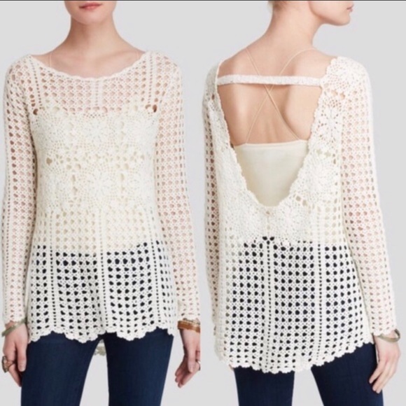 Free People Sweaters - Free People Crochet Knit Pullover